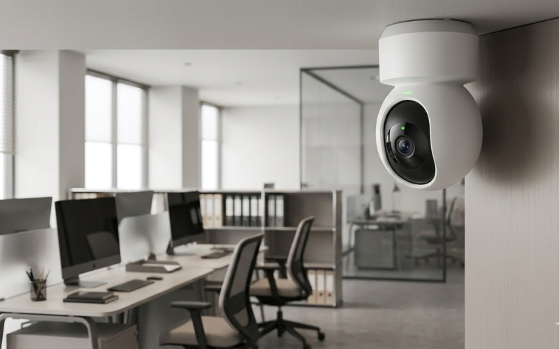 Cámara de seguridad dentro de una oficina